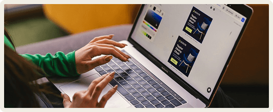 Person using laptop building a website