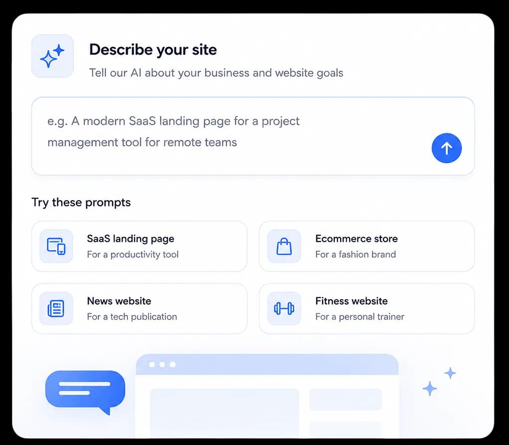 AI text prompt submission interface dashboard layout